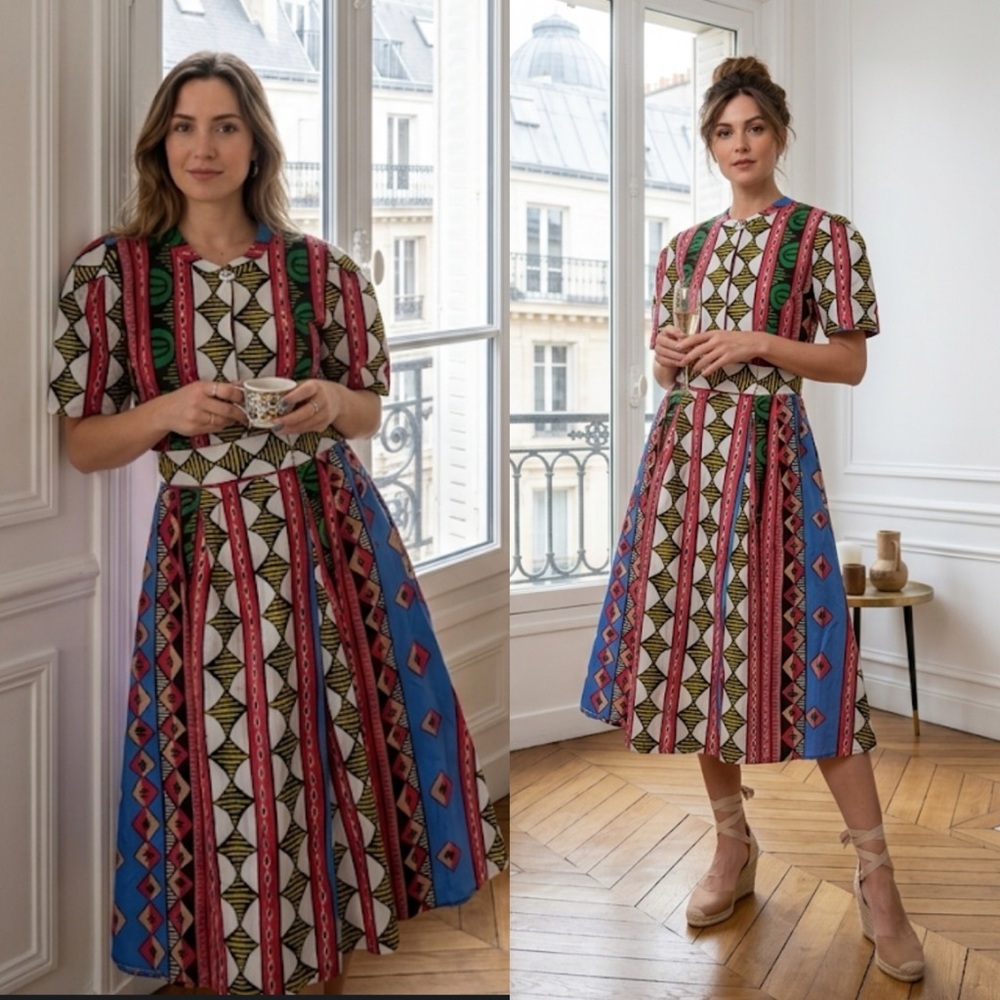 Katharine Kidd Two Piece Graphic Print Skirt and Top Set XS